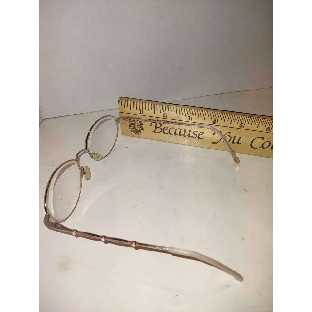 Safilo Vintage Rose Gold Metal Oval Eyeglasses Frames Italy 90s Retro Office - Picture 6 of 7